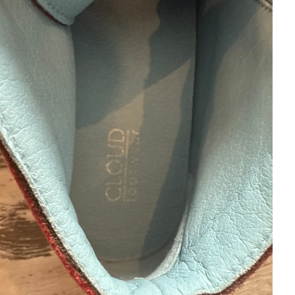 Cloud Aika Womens High Top Sneaker Shoe Red Leather 7.5 Comfort Easy On Side Zip - Picture 7 of 13